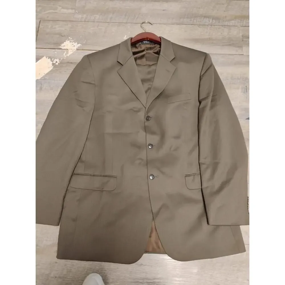 Albert Nipon 2 Piece Suit Mens 40L pant 38x33L Solid Brown Three Button